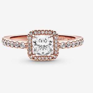 NIB Pandora Rose Gold Halo Ring • Size 4